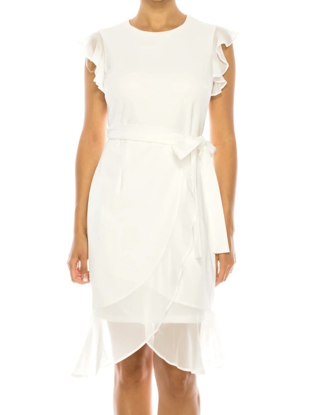 Ivory Faux Wrap Dress